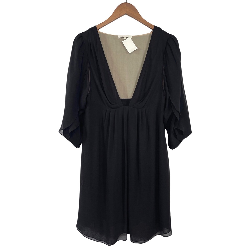Vanessa Bruno Silk Empire Mini Dress FR38 US6 Black Quiet Luxury French Chic
